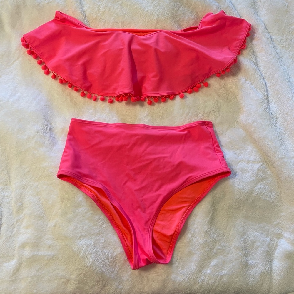 Aerie Off the Shoulder Pom Pom Swimsuit
